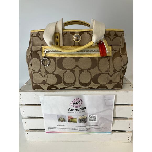 COACH F14878 LARGE SIGNATURE PRINT CANVAS SHOULDER BAG (ASIS) - Picture 1 of 16
